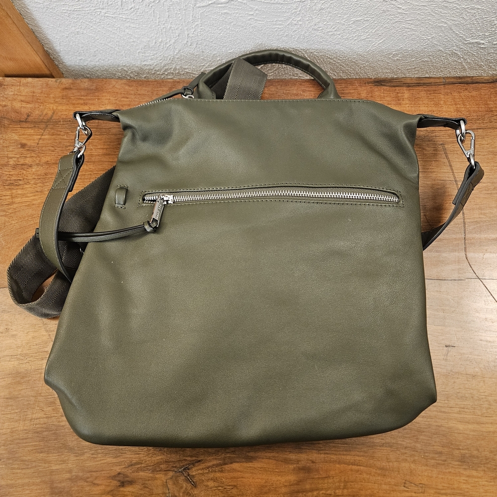 Rae Dunn Green Leather Travel Bag Backpack Multiple Straps Pockets